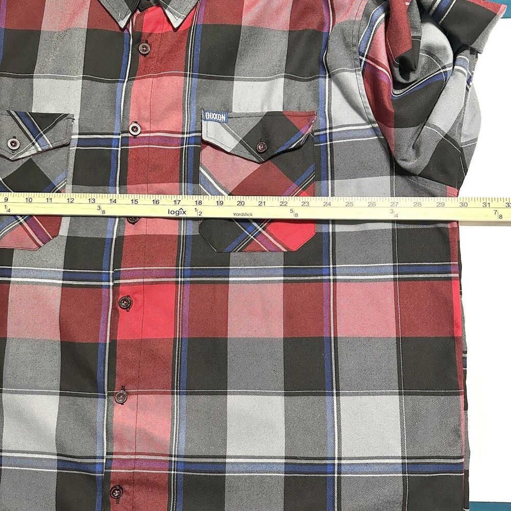 Dixxon Flannel Shirt Men’s Size 4X PLISSKEN Red Grey Plaid Long Sleeve - Picture 3 of 8
